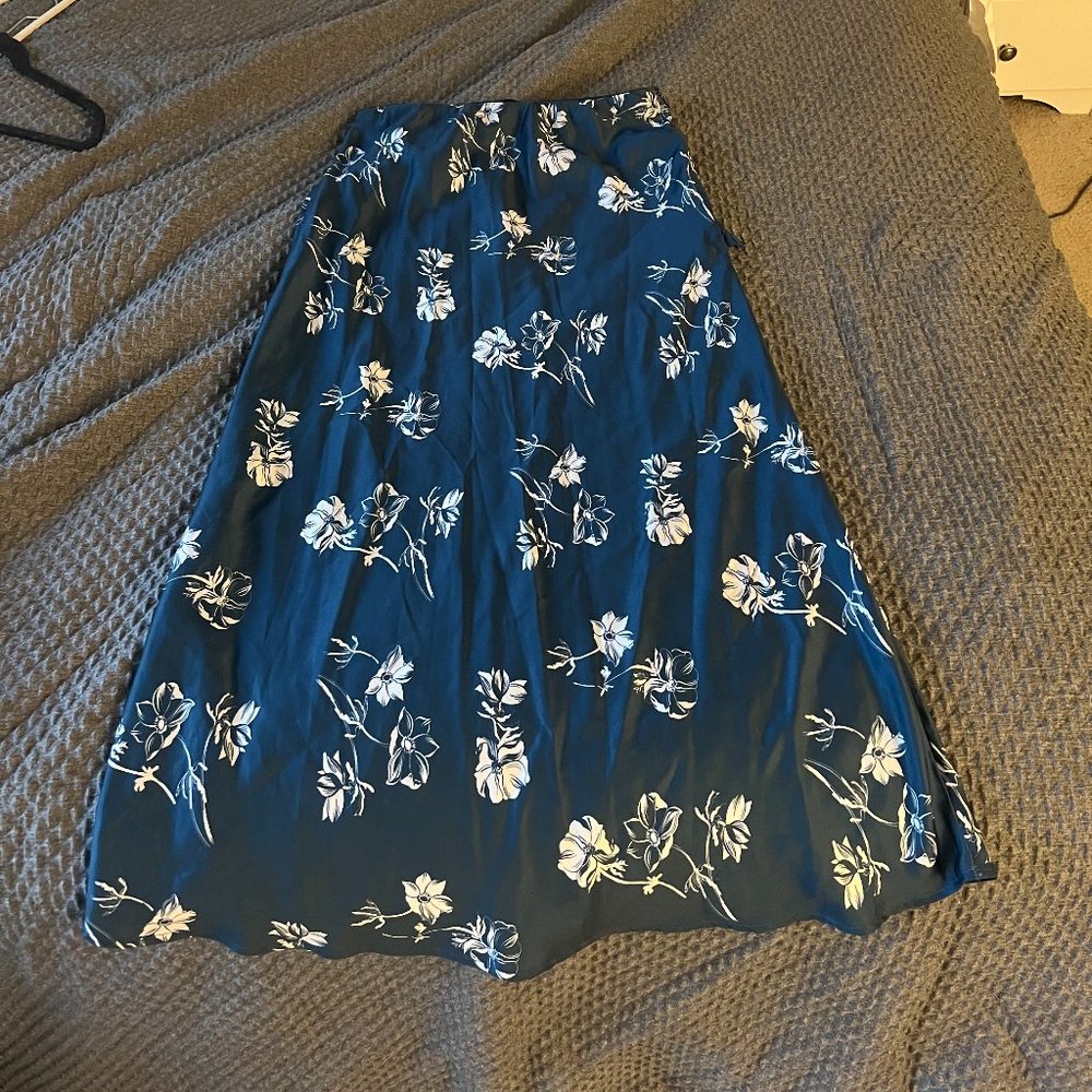 Urban Outfitters Blue Floral Midi Skirt